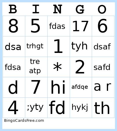 dfdsafdslkj Bingo