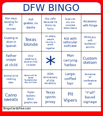 DFW Bingo Card