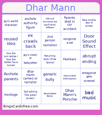Dhar Mann Bingo Card