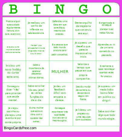 DIA DA MULHER Bingo Card