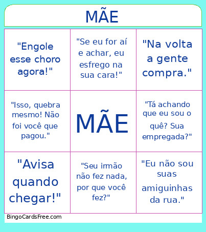 Dia Das Mães Bingo Card