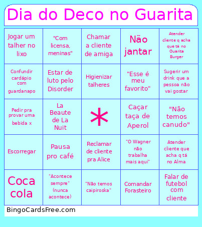 Dia Do Deco No Guarita Bingo Card