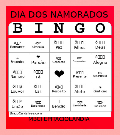 DIA DOS NAMORADOS Bingo Card