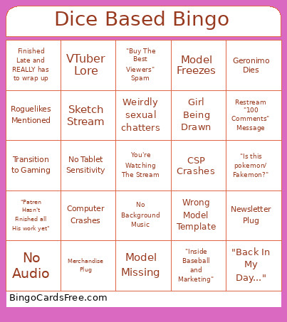Dice Based Bingo Card