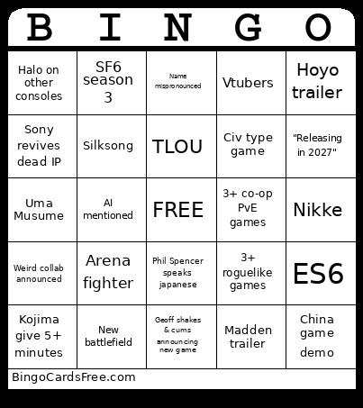 Dicks Bingo Card