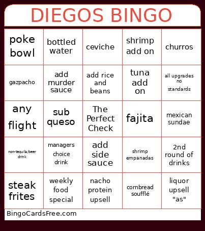Diego’s Bingo