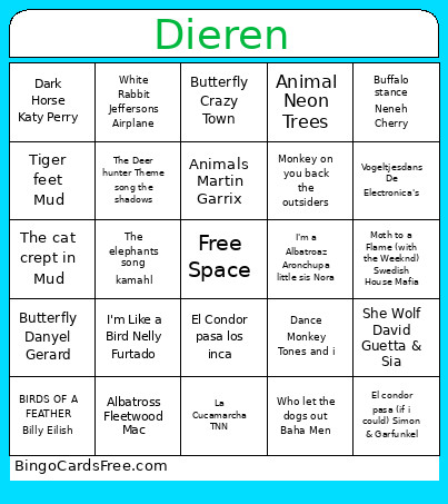 Dieren Bingo Card
