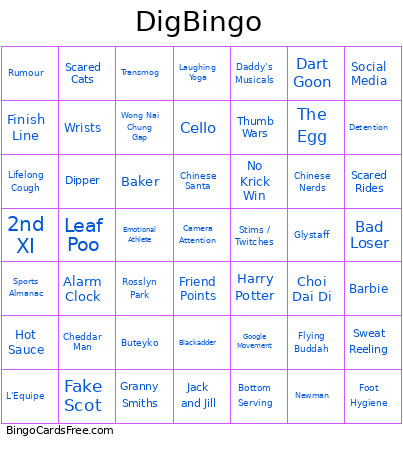 Digby Bingo Card