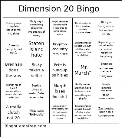 Dimension 20 Bingo 
