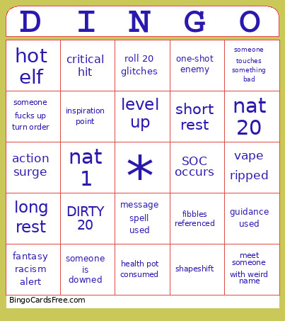 Dingo Bingo Card