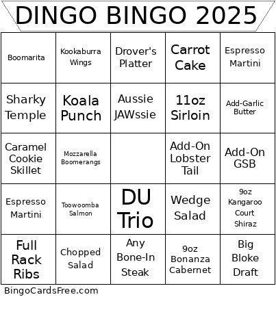 DINGO 2025 Bingo Card