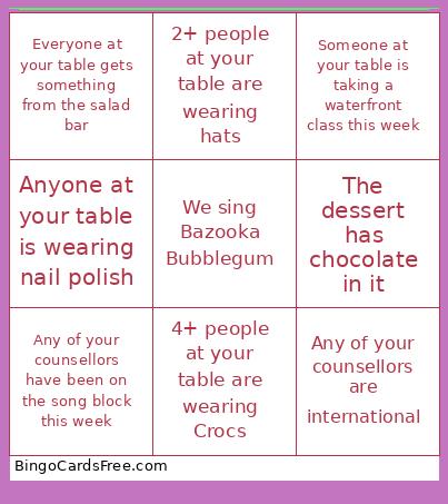 Dinner Bingo