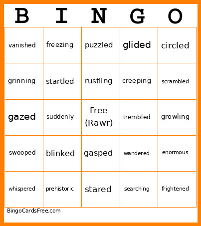Dinosaurs Before Dark Bingo Card