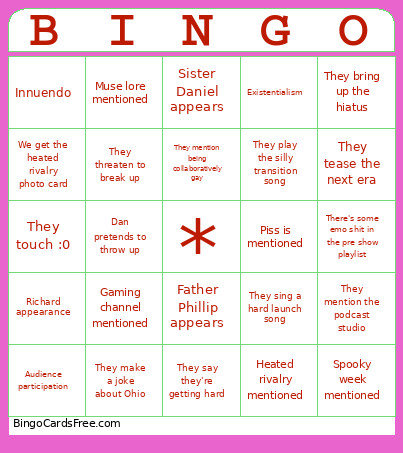 Dip And Pip Bingo Card