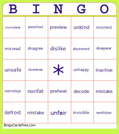 DIPHTHONG Bingo Card