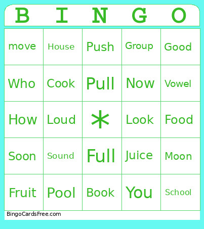 Diphthongs Bingo Card