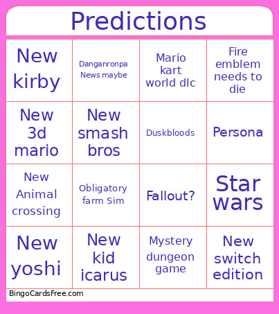 Direct Predictions Bingo Card