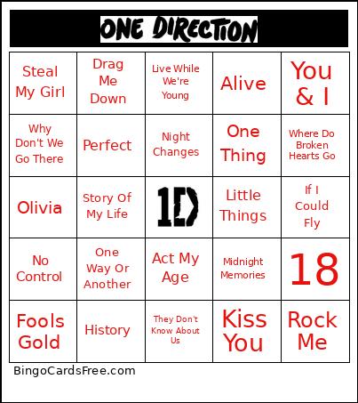 Direction Bingo Card 2