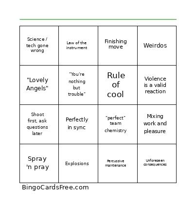 Dirty Pair Bingo Card