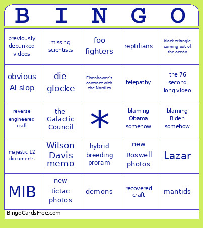 Disclosure Bingo Card