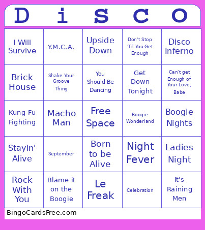 Disco Bingo Card