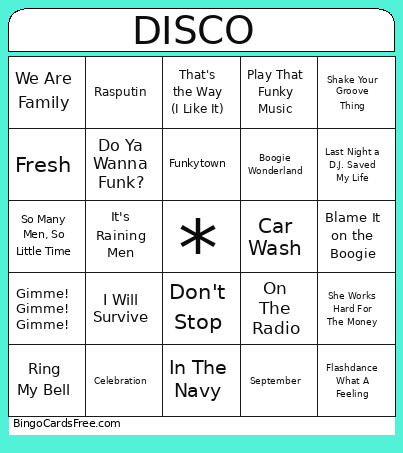 DISCO Bingo Card
