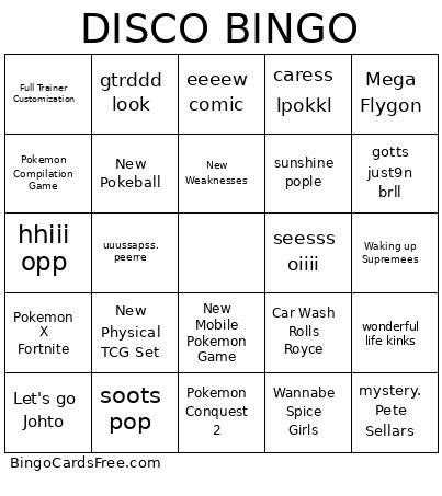 Disco Bingo Card