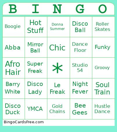 Disco Bingo Card