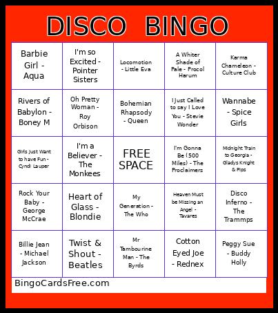 DISCO Bingo Card