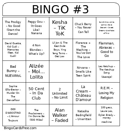 DISCO Bingo Card