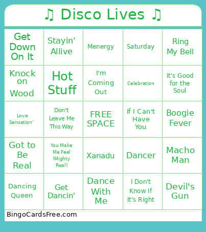 ♫ Disco Lives ♫ Bingo Card