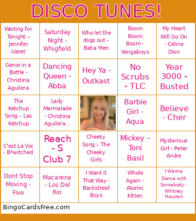DISCO TUNES! Bingo Card