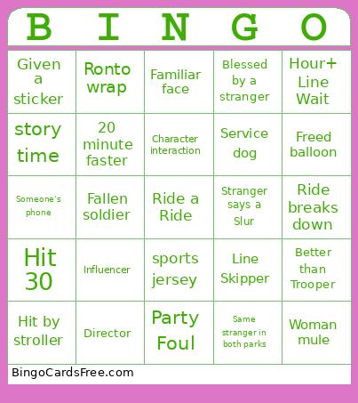 Disney 2 Bingo Card