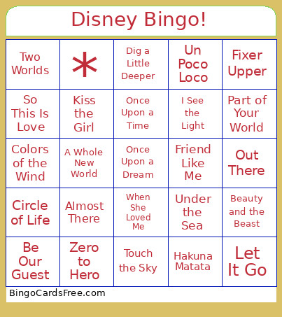 Disney ! Bingo Card
