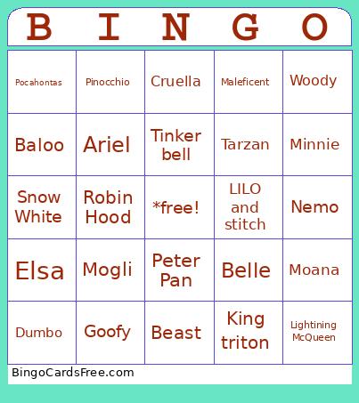 Disney bingo
