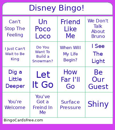 Disney ! Bingo Card 2