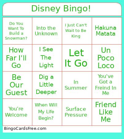 Disney ! Bingo Card