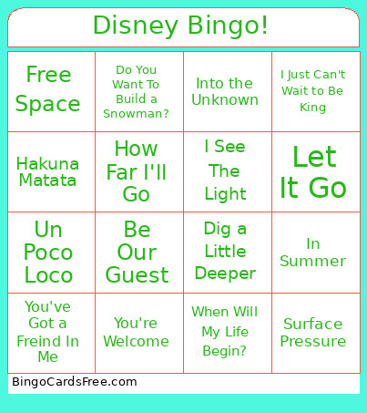 Disney ! Bingo Card