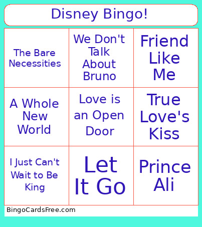 Disney ! Bingo Card