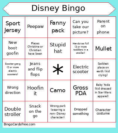 Disney Bingo Card
