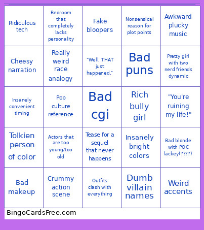 Disney Channel Movie Bingo Card