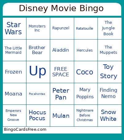 Disney Movie Bingo