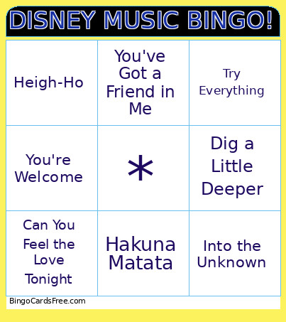 DISNEY MUSIC ! Bingo Card 3