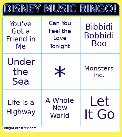 DISNEY MUSIC ! Bingo Card