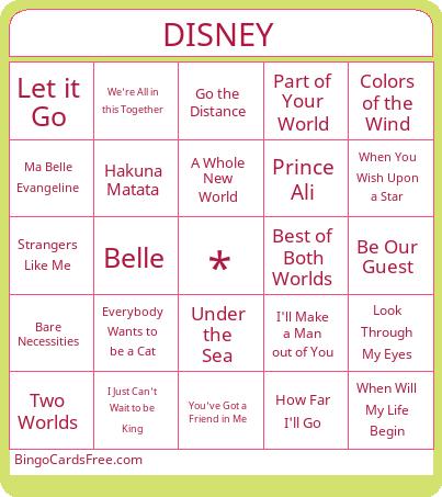 Disney Musical Bingo