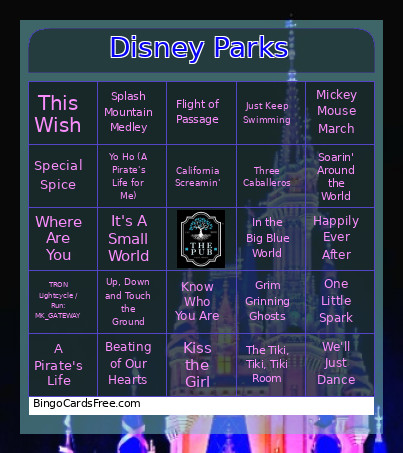 Disney Parks Bingo Card