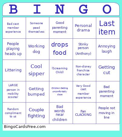Disney People Watching Bingo Card