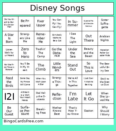 Disney Songs Bingo