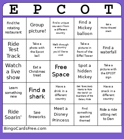 Disney Treasure Hunt Bingo Card