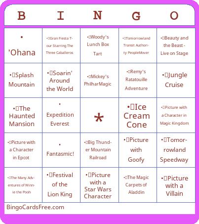 Disney World Bingo